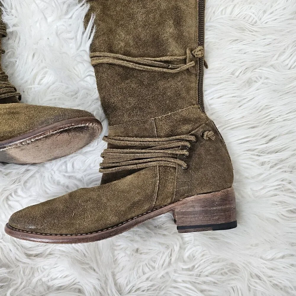 Bed Stu Women’s Redmond Tall Sailor Suede Boots Size 7.5 Brown
